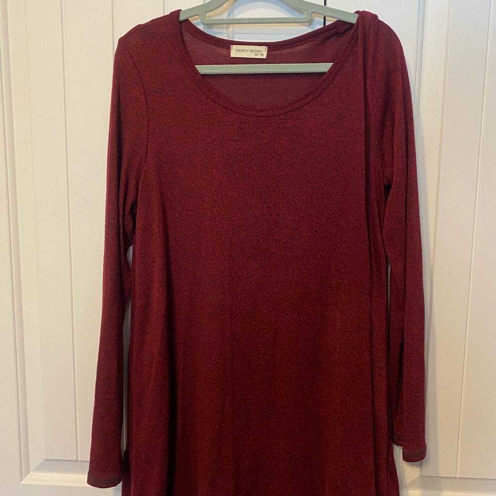Maroon tunic with peplum bottom